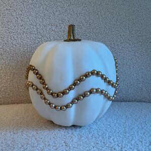 Hyde & Eek! Cream and Gold Studded Halloween Pumpkin